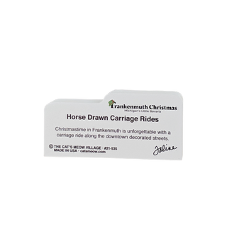 3/4" thick wooden souvenir horse-drawn carriage rides in Frankenmuth, Michigan on a white background