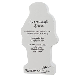 back of product with text about 'It's a Wonderful Life' 75th anniversary on a white background
