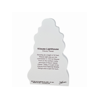 back of product with text about Kilauea Lighthouse and text on a white background