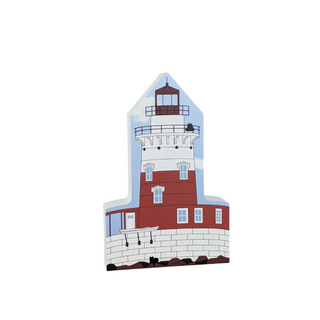 3/4" thick wooden Illustration of a lighthouse on a white background
