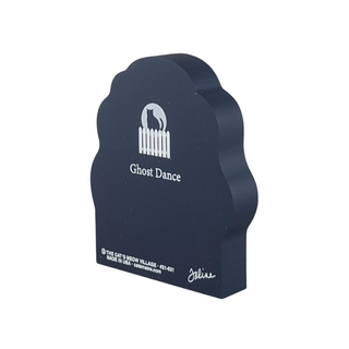 Navy blue 3/4" thick wooden cutout with 'Ghost Dance' branding on a white background