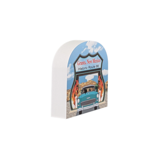 3/4" thick Decorative model with a vintage car and sign design on a white background