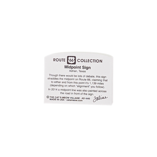 3/4" thick wood model with information about Route 66 on the back on a white background. 