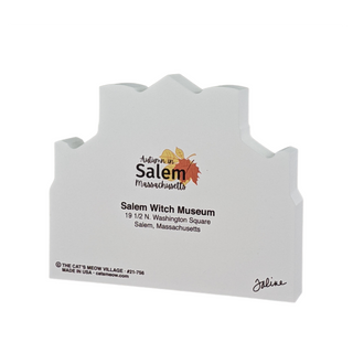 3/4" thick wooden replica of Salem Witch Museum  on a white background
