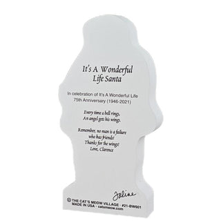 back of product with text about it's a wonderful life santa