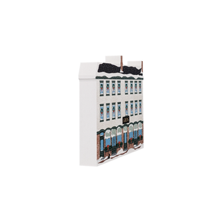 3/4" thick wooden Christmas-themed building facade with wreaths and 'Grog' sign on a white background