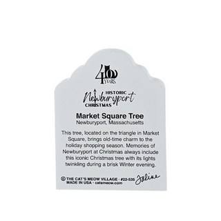 3/4" thick wooden replica of Historic Newburyport Christmas Market Square Tree on a white background