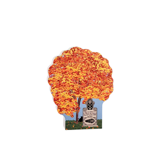 Decorative autumn-themed 3/4" thick wooden product with a tree design on a white background