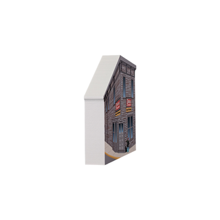 3/4" thick wooden illustration of a building facade with 'Potters Wax Museum' signs on a white background