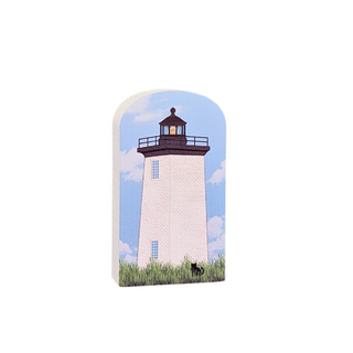 Decorative wooden replica with a lighthouse design with clouds 