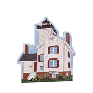 3/4" thick wooden illustration of a lighthouse on a white background