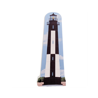 3/4" thick wooden replica with an Illustration of a lighthouse design on a white background