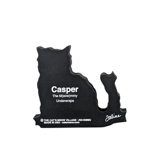 3/4" thick wooden Black cat-shaped underwrap with 'Casper' branding on a white background