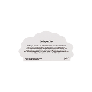 back of product with text about the Banyan Tree on a white background
