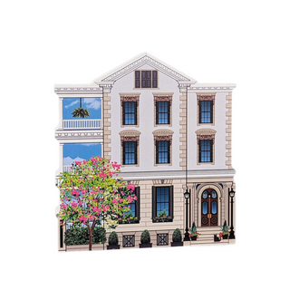 3/4" thick wooden Illustration of a building with decorative elements