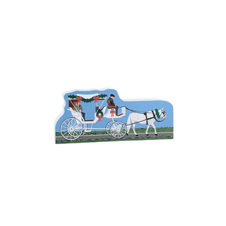 3/4" thick wooden horse and carriage at Christmas time