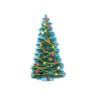 3/4" thick wooden Decorative Christmas tree with colorful ornaments on a white background