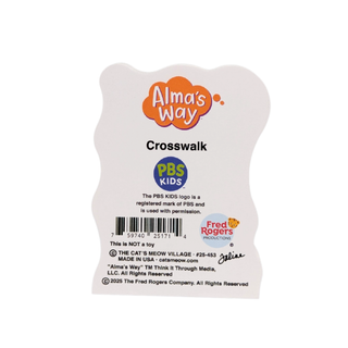 3/4" thick wooden Alma's Way Crosswalk toy with PBS Kids logo on a white background
