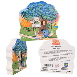 3/4" thick Wooden replica of Daniel Tiger's Neighborhood, Treehouse handcrafted by The Cat's Meow Village in the USA. Licensed by Fred Rogers Productions & PBS Kids.