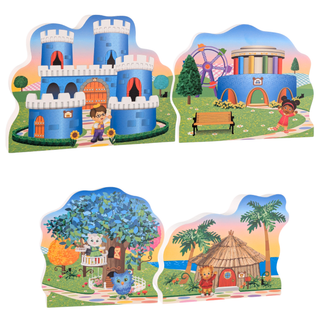 3/4" thick Wooden replica of Daniel Tiger's Neighborhood handcrafted by The Cat's Meow Village in the USA. Licensed by Fred Rogers Productions & PBS Kids.