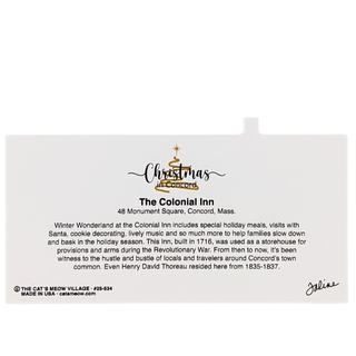 back of Product Christmas in Concord' at The Colonial Inn with text and logo.