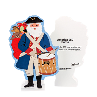 3/4" thick wooden santa representing America 250 on white background