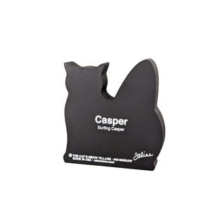 Black cat-shaped object with 'Casper' branding on a white background