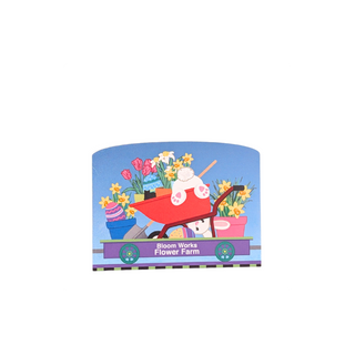 3/4" thick wooden replica with an Illustration  with a colorful train illustration on a white background