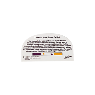 back of product with text about 'The First Wave Status' exhibit on a white background