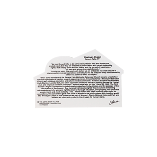 back of product with black text on white background about the wesleyan chapel