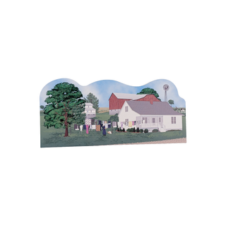 3/4" thick wood illustration of an amish property with clothesline.