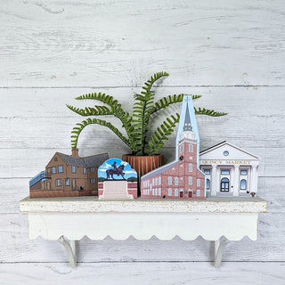 3/4" thick wooden Illustration of a church with a tall steeple