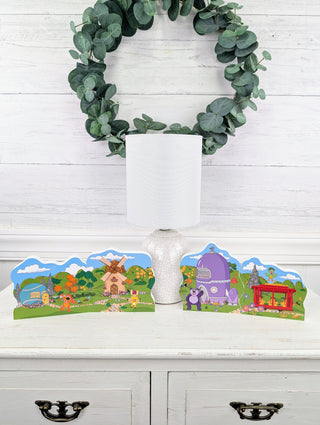 3/4" thick Wooden replica of Trolley & Duck Duck handcrafted by The Cat's Meow Village in the USA. Licensed by Fred Rogers Productions & PBS Kids.