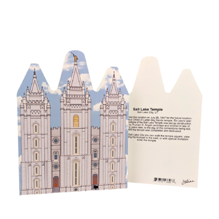 Salt Lake Temple 3/4" thick wooden cutout with detailed design and text on a white background