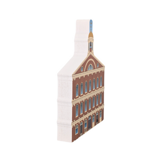 3/4" wooden model of a building on a white background
