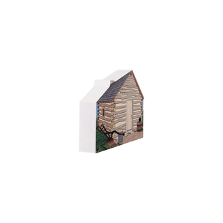 3/4" thick wooden Log cabin model on a white background