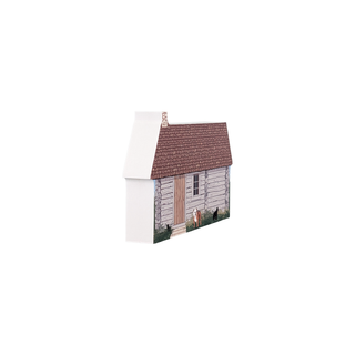 3/4" thick wooden figurine Small house illustration on a white background