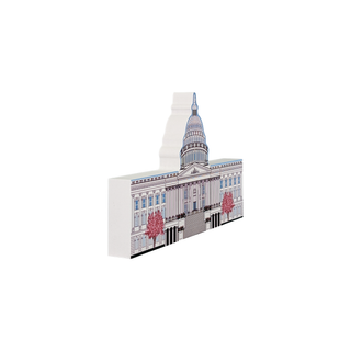 3/4" thick wooden illustration of a capitol building