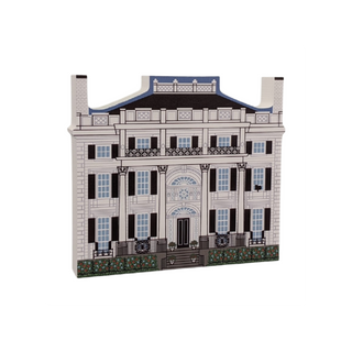 3/4" thick wooden cutout  of a grand architectural building with detailed facades on a white background