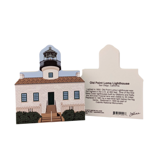 3/4" thick wooden replica with an Illustration of a lighthouse design on a white background