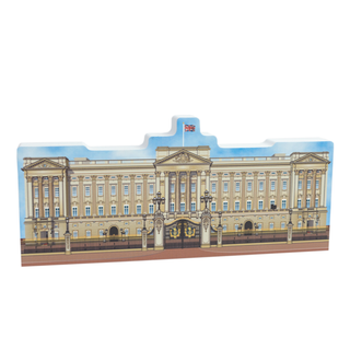 3/4" thick wooden  cutout of Buckingham Palace with a blue sky background