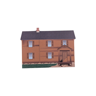 3/4" thick wooden illustration of a house on a white background