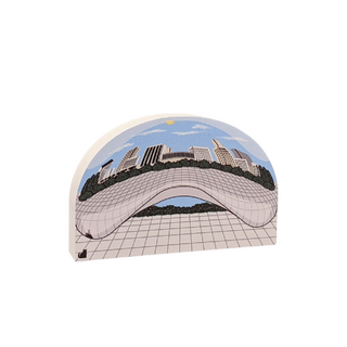 3/4" thick wooden illustration of a sculpture with a scenic reflection