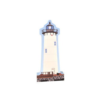 3/4" thick wooden replica with an Illustration of a lighthouse design on a white background