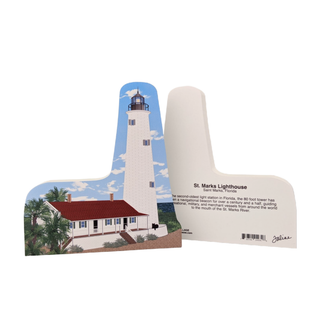 3/4" thick wooden replica with an Illustration of a lighthouse design on a white background