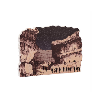 3/4" thick wooden illustration of Mammoth Cave and stars