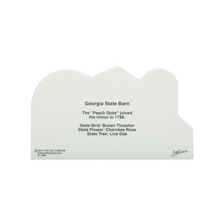 3/4" thick wooden illustration with information about Georgia's state bird, flower, and tree on a white background
