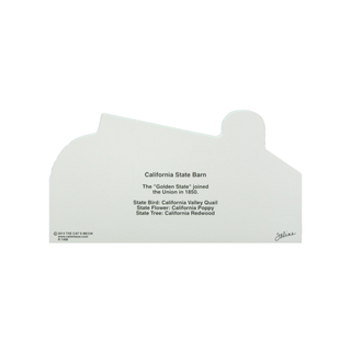 3/4" thick wooden model with text about California on a white background
