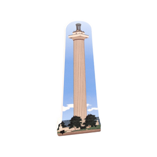 3/4" thick wooden replica with an Illustration of a lighthouse design on a white background