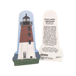 3/4" thick wooden replica with an Illustration of a lighthouse design on a white background